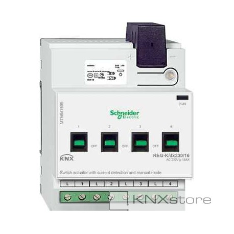 KNX spínací akční člen REG-K/4x230/16+manuální režim+detekce proudu