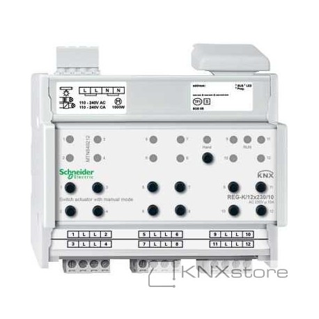 KNX spínací akční člen REG-K/12x230/10+manuální režim