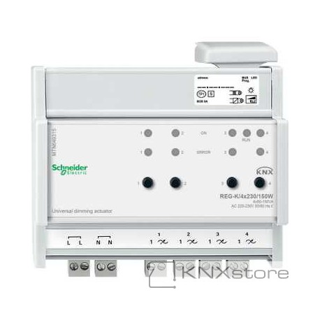 KNX univerzální stmívací akční člen REG-K/4x230/150W